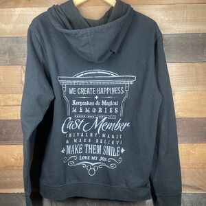 Disney Cast Member Zip Up Hoodie We Create Happiness Magic Memories Black L